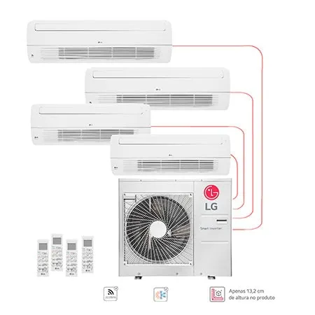 4 Ambientes (Cassete 1 Via 2x9, 2x24) Quente/Frio, WiFi, 220V , Ar Condicionado Multi Split - E4Q4808.OBS
