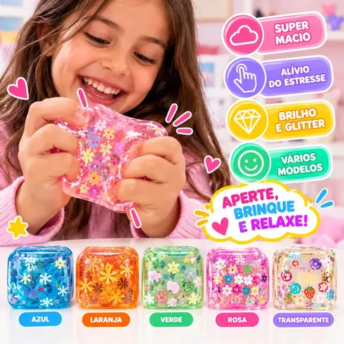 Cubo Antiestresse Cube 5 Sentidos Brinquedos Squishy Cor Variada