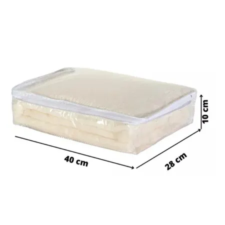 Organizador Multiuso Transparente de PVC Cristal com Zíper P Guarda Roupas Cama Lençol Fronha Peças