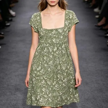 [Seckill por tempo limitado] Vestido feminino de comprimento médio com tecido de seda e leite renda elástica pequena esm