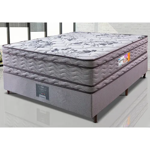 Cama Box Colchão OrtoFirm + Box Double Face Espuma D45 Cinza