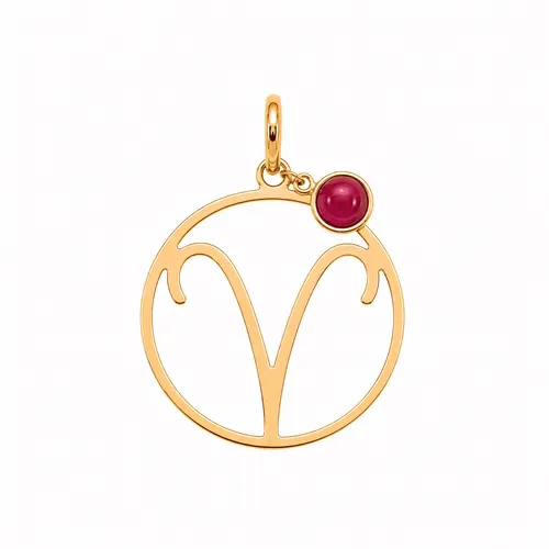 Pingente 15 mm Signo Áries com Rubi em Ouro 18K