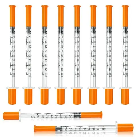 Pacote com 100/50 seringas de 0,5/1ml com agulhas embaladas individualmente para laboratório e suprimentos para animais de estimação
