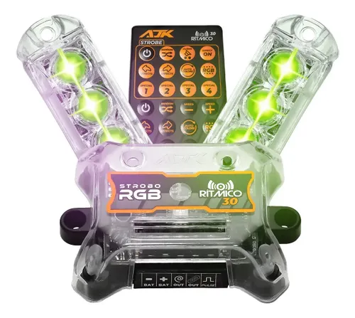 Kit Strobo Ajk Rgb Led 2 Faróis Colorido Forte + Controle