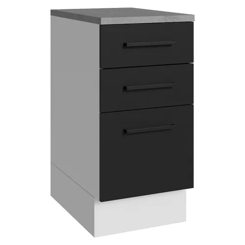 Balcão Madesa Agata 40 cm 3 Gavetas Branco/Preto