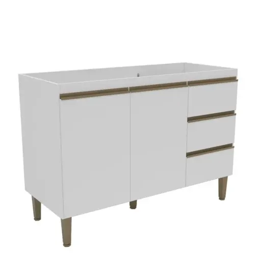 Balcão para Pia Mademovel 2407 Margarida 2 Portas 3 Gavetas sem Tampo 85x120x50,5cm Branco