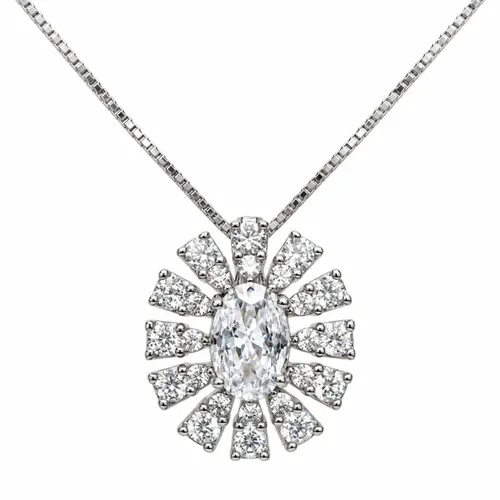 Colar Cristal 45 cm Cravejado com Zircônias em Prata