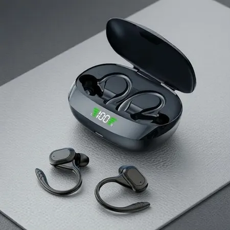 Fones de ouvido esportivos Bluetooth à prova d'água - fones de ouvido sem fio intra-auriculares com microfone e controle