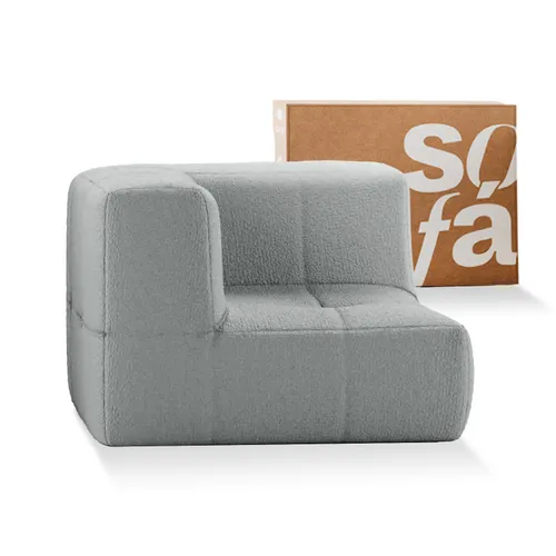 Sofá na Caixa modular 1 lugar Canto em Boucle - Cinza