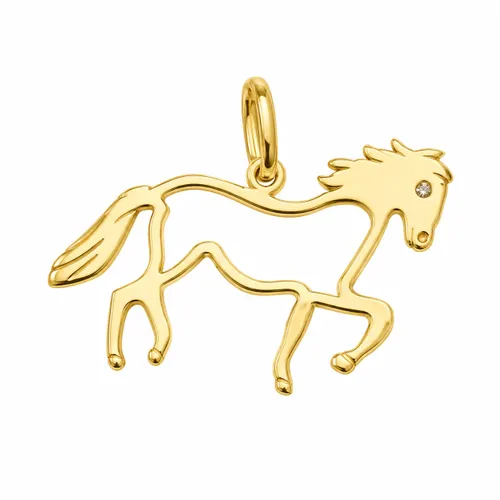 Pingente Cavalo Contorno com 1 Brilhante em Ouro 18K
