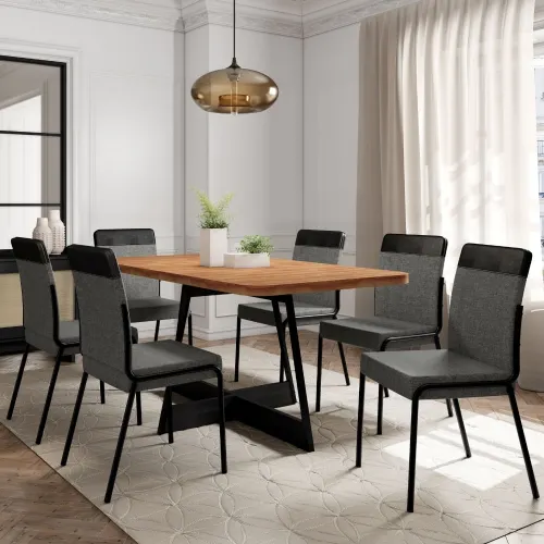 Conjunto Sala de Jantar 6 Cadeiras Paris Carraro Nogal Preto