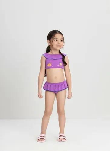 Conjunto de Biquíni com Top e Calcinha em Malha com FPS+50 com Babados (Roxo) Up Baby