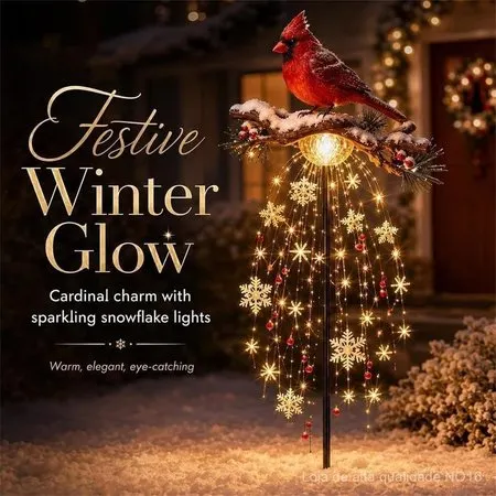Luminária de estaca com design de floco de neve e motivos solares – fonte de luz LED à prova de água, ideal para decorar