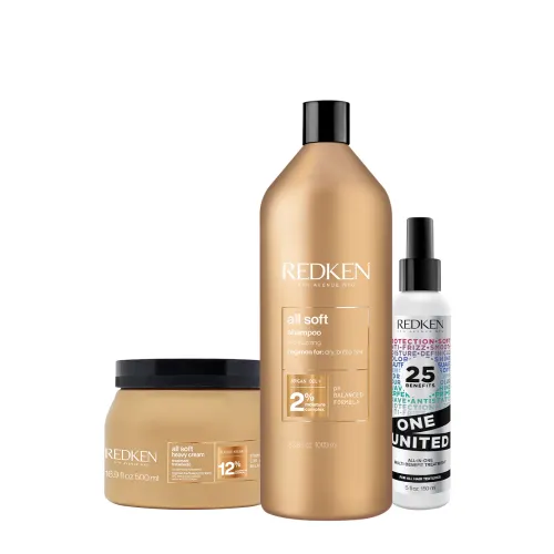 Kit Redken All Soft Shampoo Mascara 500 Leave-in (3 Produtos)