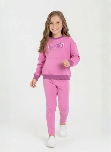 Conjunto Infantil Feminino em Molecotton com Felpa Rosa