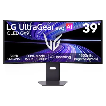 Monitor LG UltraGear OLED 39GX950B 5K2K de 39" com Dual Mode (165Hz FHD 330Hz), 0,03ms (GtG), Compatível com NVIDIA G-Sync™ e AMD FreeSync™ Premium Pro, DisplayHDR™ 500 - 39GX950B-B