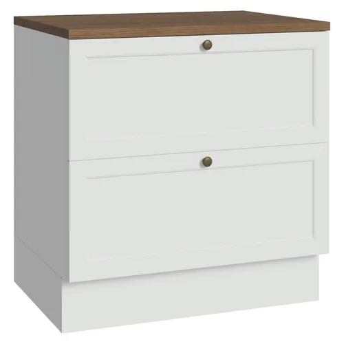 Balcão de Cozinha 80 x 60 cm 2 Gavetas (Com Tampo) Branco/Rustic Vik Madesa