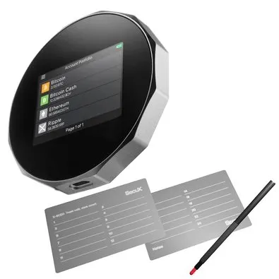 Carteira de Criptomoedas SecuX V20-PLUS, USB, Bluetooth, Tela Touchscreen, Inclui 2 Placas de Recuperação X-SEED, Preto - 98-020-000200