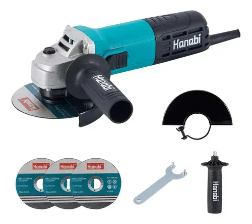 Esmerilhadeira Lixadeira Hanabi Angular 880w 115mm Azul-petróleo 110v 60hz