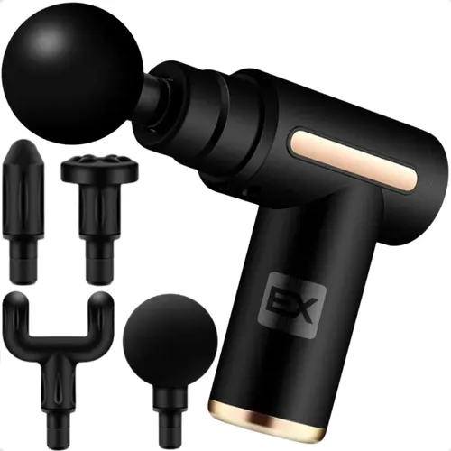 Pistola Massageadora Profissional com 6 Velocidades e 4 Cabeças para Corpo EX Decor