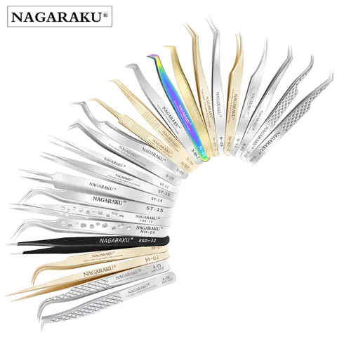NAGARAKU Pinça de extensão de cílios maquiagem clipe preciso 3D de cílios de aço inoxidável