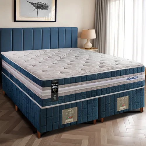 Cama Box Colchão Robust 220 + Box Molas Ensacadas e Espuma D45 Cama inBox