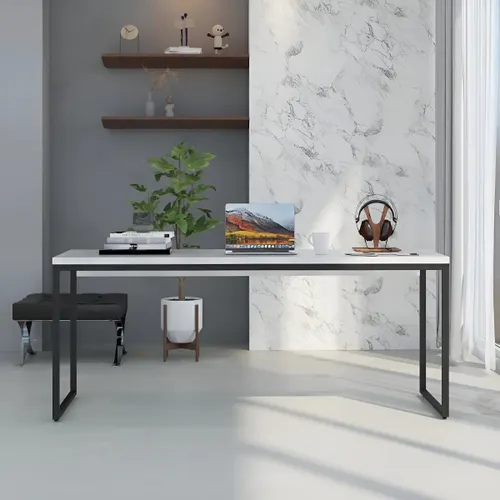 Mesa para Escritório Diretor 1,80m Dynamica Cor Branco Chess / Est.Preta
