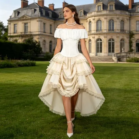 Saia Assimétrica com Bainha Estilo Renascentista Elegante com Tema de Fantasia Europeia e Americana para Cosplay de Anime na Primavera para Homens e Mulheres