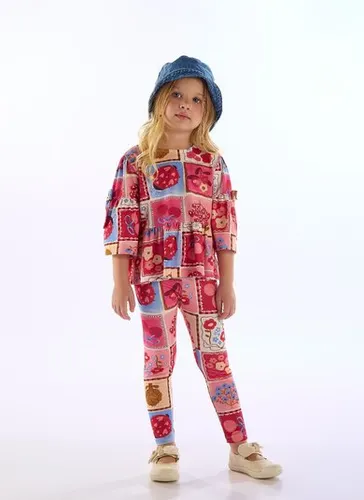 Conjunto Dona Joana Infantil com Blusa e Calça Multicolor Três e Já
