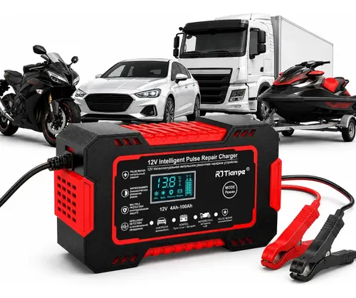 Carregador Inteligente de Bateria Automotiva 12V 6A, Indobest para Carro e Moto, Bivolt