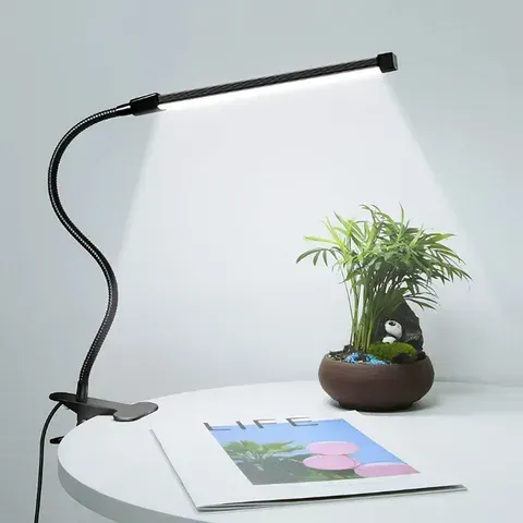 Luminária de Mesa LED Tipo Clip, para Dormitório Estudantil, Quarto, Mesa de Escritório, Luminária de Leitura ao Lado da Cama, Pequena Luminária de Mesa com Proteção para os Olhos, Preta