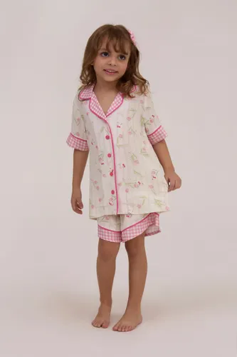 Camisa Infantil Manga Curta Estampa Hello Kitty Tulipas