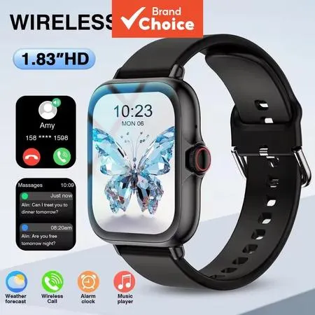 Novo 1.83 " Tela HD Smartwatch Relógio Inteligente para Android IOS Iluminação LED Monitoramento de Saúde do Sono Relógi