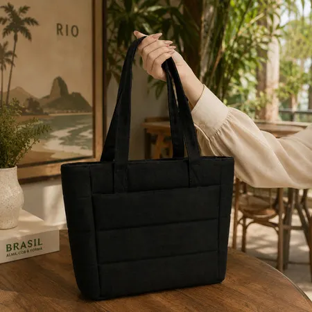 Bolsa Puffer Feminina Acolchoada Estilo Tendência Alça Costura Reforçada