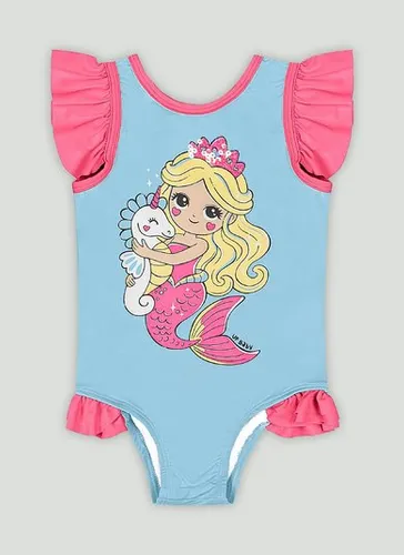 Maiô Infantil em Malha Sublimada com FPS+50 e Babados (Azul) Up Baby