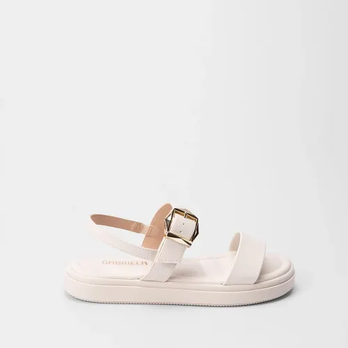 Sandália Papete Gabriela Fivela Estilizada Off White