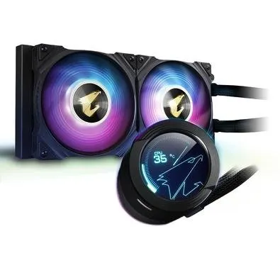 Water Cooler Gigabyte Aorus Liquid Cooler 240, RGB, 240mm (2x 120mm), AMD/Intel, Com Display LCD, Preto - GP-AORUS WATERFORCE X 240