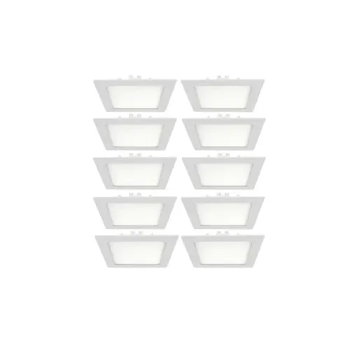 Kit 10 Plafons Led Embutir Quadrado 18W Branco 22,5CM