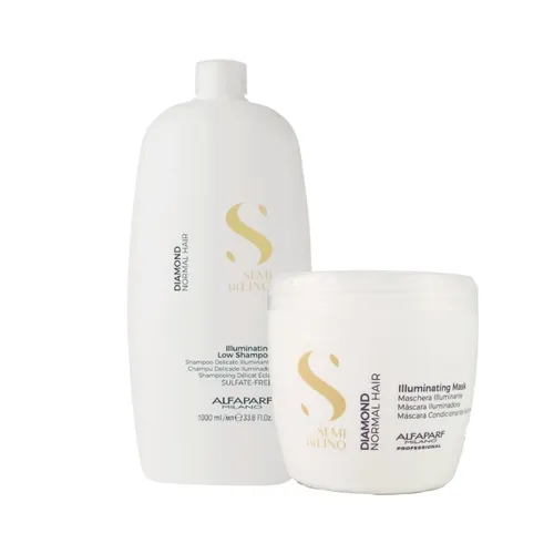 Kit Alfaparf Semi Di Lino Diamond Illuminating Shampoo 1 Litro + Máscara 500 ml