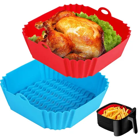 Panela de forros de silicone para fritadeira a ar, cesta de fritadeira, utensílios de cozinha, bandeja de cozimento reutilizável, antiaderente, panela de pizza, forno, acessórios de cozinha