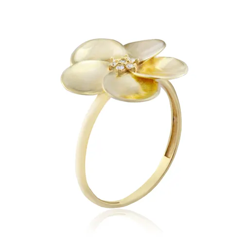 Anel Flor com 7 Diamantes em Ouro 18K