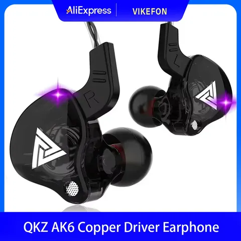 Fone de ouvido intra-auricular QKZ AK6 original com 6 drivers dinâmicos, microfone, som estéreo, esportivo, HIFI, subwoofer, monitor de áudio.