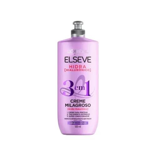 Creme para Pentear Elseve Hidra Hialurônico 3em1 500ml