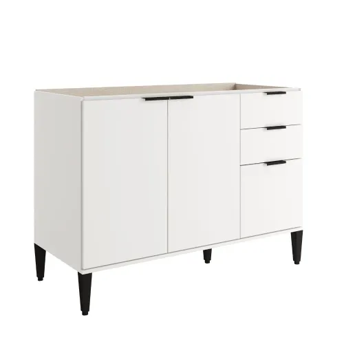 Balcão de Cozinha Miami 1200mm 2 Portas 3 Gavetas sem Tampo Carraro Branco