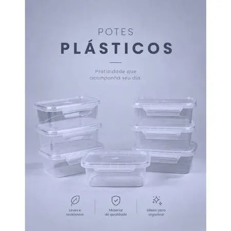 Kit 12 Marmitas Potes 800ml com Travas Laterais BPA FREE - Alimentos organizadores de congelador PLASTICOS