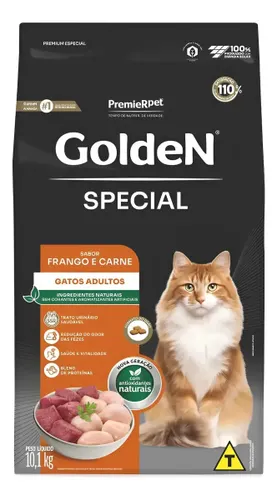 Ração Golden Special Premium Gatos Adultos Frango e Carne 10,1 Kg