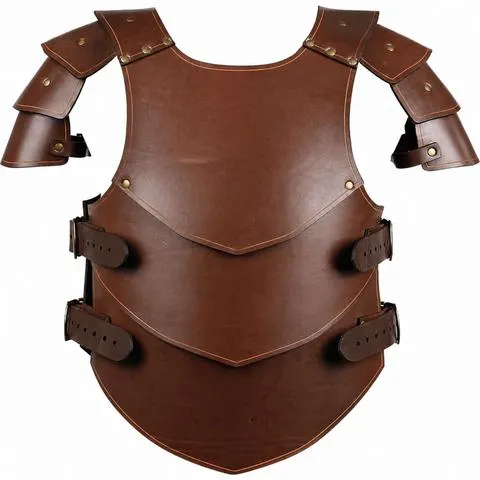Fantasia de Armadura de Cavaleiro Medieval com Protetor de Peito em Couro e Painéis Frontais em Camadas para Cosplay Adulto