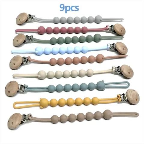 1/9 pçs bebê uma chupeta corrente bebê chupeta cordão de grau alimentício silicone dentição mordedor anti perdido chupeta anti gota corrente