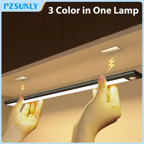 Sensor de movimento luz sem fio led night light usb recarregável noite lâmpada armário guarda-roupa sob luz de fundo para cozinha led
