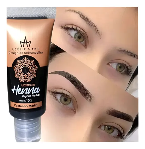 Pigmento Abélie Make Henna para sobrancelhas cor castanho médio por 1 de 15mL